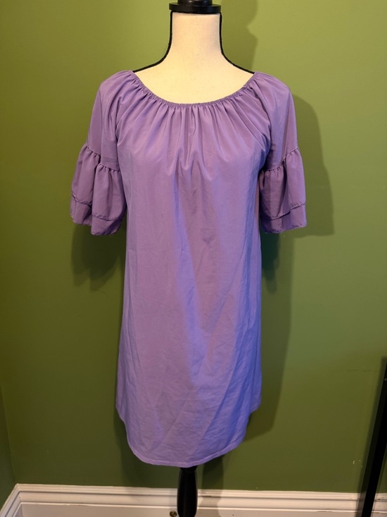 unbranded Dresses & Skirts - Lilac Ruffle-Sleeve Midi Shift Dress
